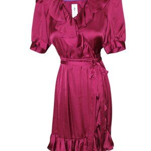 JILL Jill Stuart Womens Ruffle Hem Cocktail Dress Wine Raspberry Size 2 NWT's